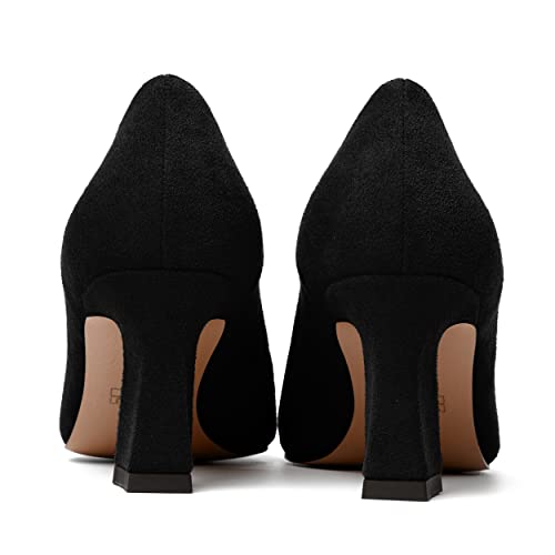 MODENCOCO Womens Pointed Toe Slip On Wedding Sexy Suede Casual Stiletto Mid Heel Pumps Dress Shoes 2.5 Inch4