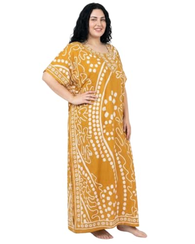 Image of Oussum Plus Size Kaftan Dresses for Women, Polyester Summer Caftan Cover Up Maxi Beach Dress, 1X-3X