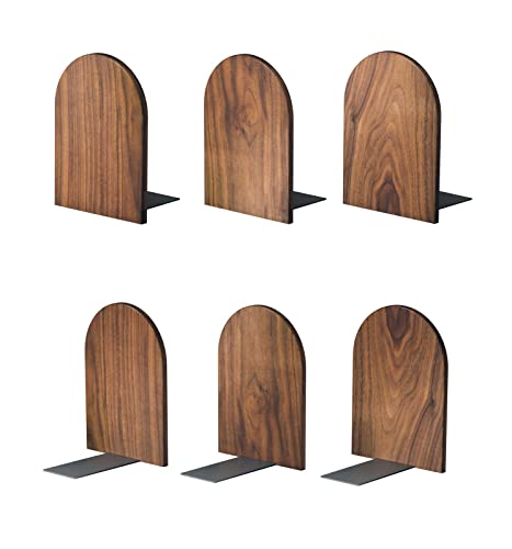 Large Bookend Hold Heavy Books- 7x4x5in 3 Pack Wood Bookends