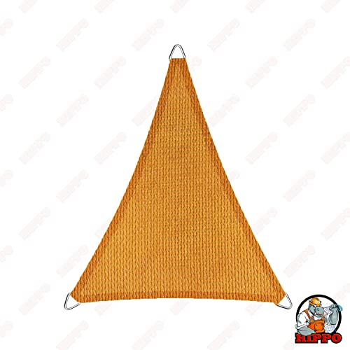 Image of HIPPO Triangle Shade Sail Affordable & Premium 150 GSM Sun Shade UV Block for Outdoor Car Parking Garden (Yellow, 12FTX12FTX12FT)