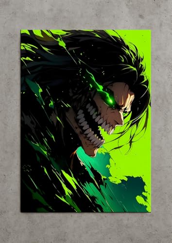 Image of NIJUKA Anime Printed A4 Size Metal sheet Poster For Home And Room Decoration | For Anime Art Fans Boys And Girls (Fanart Attack Titan)