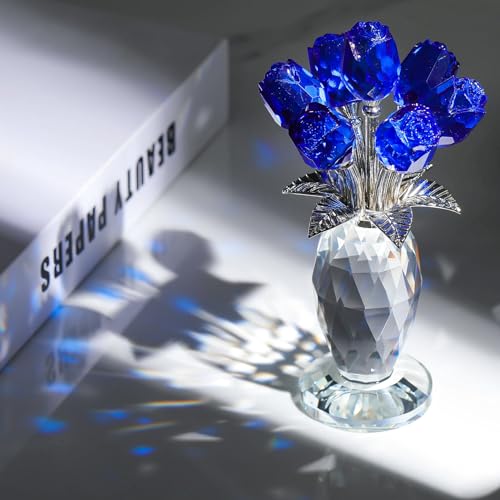 Figura de flor de cristal de roca artesanal con jarrón decorativo para salón 3