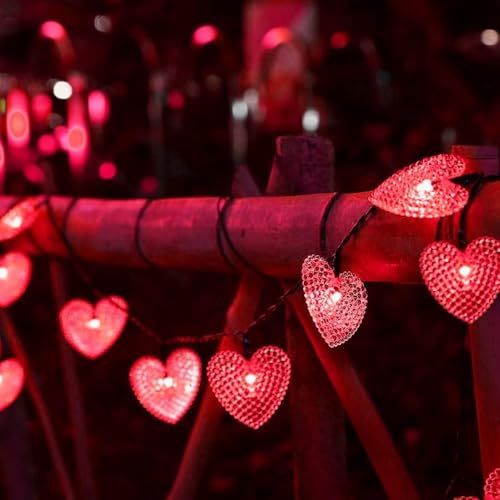Genérico Lámparas solares, lámparas LED al aire libre de 23 pies 50 decoradas con lámparas, impermeables en 8 modos, adecuadas para fiestas de bodas árbol de Navidad en la terraza familiar (Rojo)