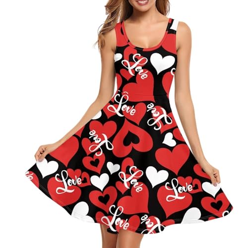 Image of Women's Casual Loose Sundress Midi Sleeveless Crewneck Dress Summer Beach Tank Dress with Pockets