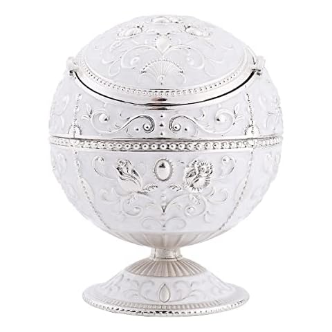 LIABI Cigarettes Ashtray with Lid, Metal Portable Windproof Ashtray for Outdoors Indoors, Smoking Ash tray Holder Nice Gift for Men Women(Silver and White Rose) Cover