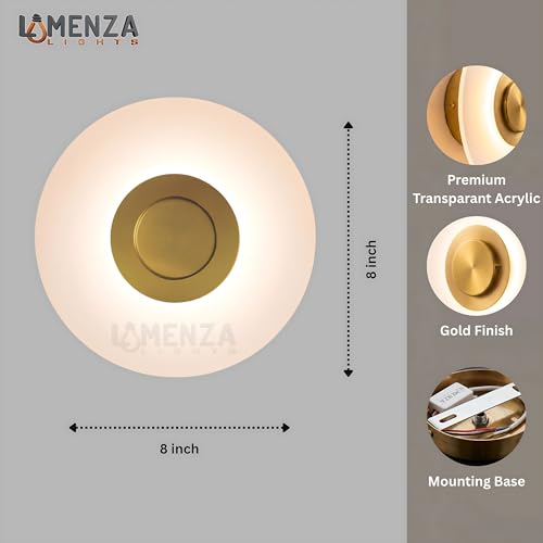 Image of Spiral Gride Glow 3-in-1 LED Wall Light | Modern Fancy Lights for Living Room, Bedroom Wall Decor, Home Decoration Items & Indoor Luxury Night Lamp (Golden Accent, Pack of 1)