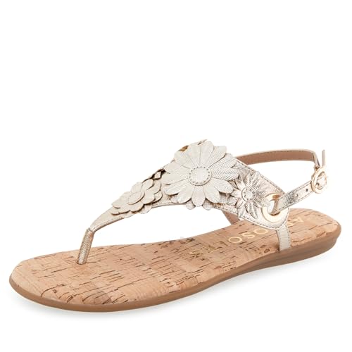 Aerosoles Women's Connie Flat Thong Sandal, Gold Metallic Textured Faux Leather, 8M by Aerosoles - Used condition - US$37.26