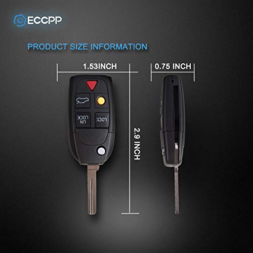 Eccpp Replacement Fit For Uncut Keyless Entry Remote Control Car Key Fob Shell Case Volvo S40 S60 S80 V70 Xc70 Xc90 C70 S90 V90 Lqnp2T-Apu (Pack Of 1) #TOP4