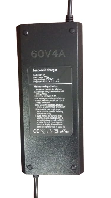 Image of Electric Scooter Graphene Battery Charger, 60V 4A,5-Light LED Indicator, Fast Charging, Black
