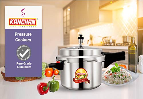 Image of Kanchan Classic Aluminum Pressure Cooker with Outer Lid (12 Liters) - 5 Year Warranty, Large Pressue Cooker Ideal for Big Family & Commercial, Gas Stovetop Compatible ISI Certified