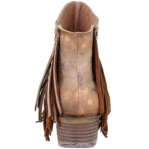 Corral Boots Women's Ld Brown Studs & Fringes Bootie Round Toe Boots Ankle3