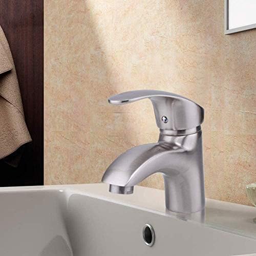 Antique Deck Mounted Single Handle Basin Faucet Brushed Nickel Hot And Cold Water Mixer Bathroom Taps