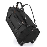 Rolling Duffle Bag with Wheels,86L 30"Folding Duffle Backpack with 2 Wheels,Travel Bag with Separate Shoe Compartment,Black