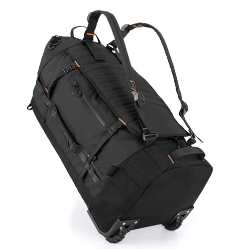 86L Collapsible Wheeled Luggage With Removable Backpack Straps,Waterproof Rolling Duffle Bag with Quilted Base (Black) by XTMZ - Used condition - US$32.21