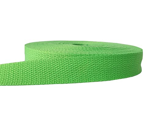 MONIDOOR Cotton Webbing 3/4 Inch 6 Yards Mediumweight Polyester Cotton Webbing Strap for Cloth Tote Bags Leash Straps Crafts Outdoor Accessories(3/4 Inch-6 Yards,Bright Green 162079)
