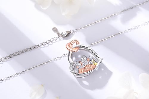 Mother and 1/2/3 Daughters/Son Necklace 925 Sterling Silver Father Daughter Grandma Necklace 2/3 Sisters Gifts Mother's Day Jewelry for Women3