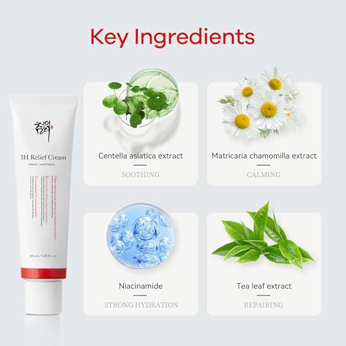 3H Relief Cream Daily Cream | Daily Soothing Moisturizer for All Skin Types | Lightweight Comforting Cream Ideal | Centella asiatica extract Ceramide for Balance and Hydration