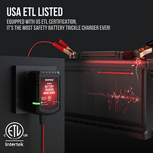 750Ma Car Battery Charger, Nexpeak Etl Listed 12V Fully-Automatic Safety Trickle Charger And Maintainer, Portable Battery Desulfator For Car Truck Motorcycle Lawn Mower Boat Marine Lead Acid Batteries #TOP1