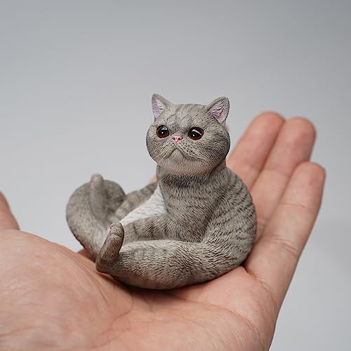 Chat blanc assis AMITD figurine ornementale à texture complexe avec coussin - 4