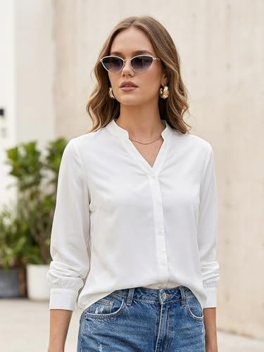 Image of Urbano Fashion Women's Modal Viscose Full Sleeve Regular Fit Casual Solid Shirt with Mandarin Collar