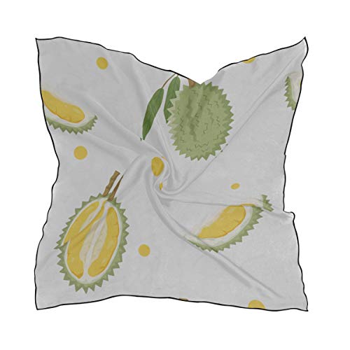 Soft Polyester Silk Pretied Head Scarf For Women Fashion Print Durian Tropical Fruit Hair Turban Scarf Head Scarf Girls Hair Band Scarf Multiple Ways Of Wearing Daily Decor