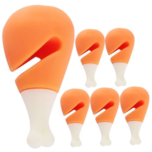 Holibanna Silicone Spill-proof Lifters Pot Lid Boil Stoppers Cartoon Chicken Leg Design Kitchen Spill Stoppers Practical Decorative Lid Lifters 6pcs Set for Home Cooking