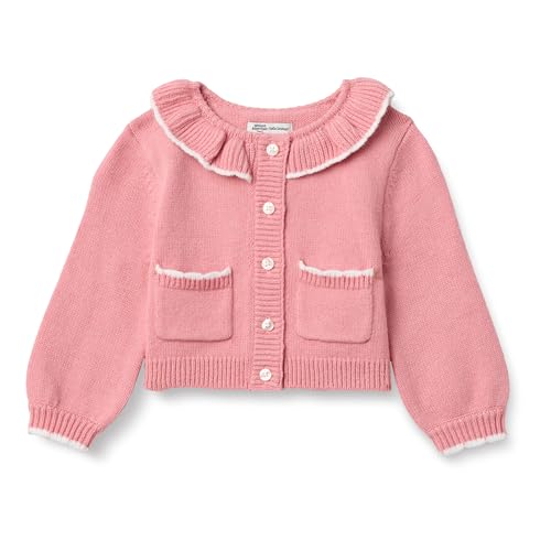 Image of Amazon Essentials x Sofia Grainge Baby Girls' Cardigan Sweater with Ruffle Neck, Button-Front, Soft Cotton-Nylon Knit