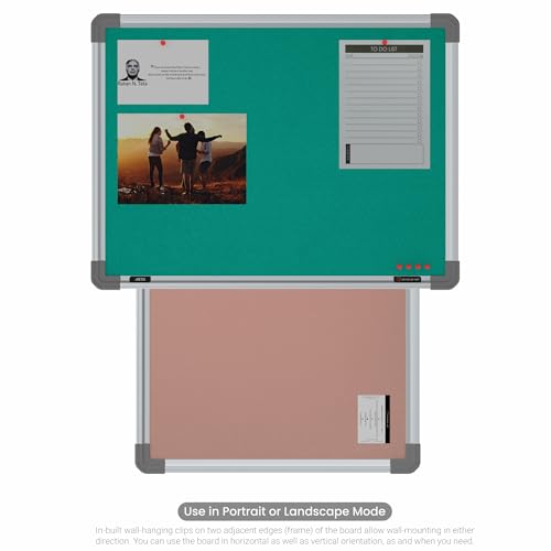Image of Scholar Art Metis 1.5x2 Feet Fabric Pin Board for Study Room & Wall | Vibrant & Versatile Crape Cloth + High Density Soft Board for Pinning Photos, Sticky Notes & Reminders (Emerald Green)