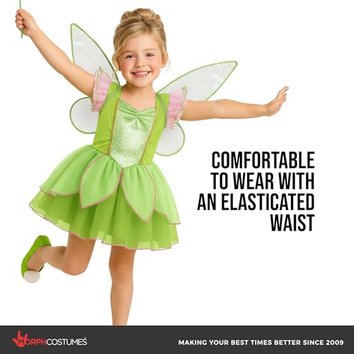Disfraz de hada verde con alas para niñas miniatura 5