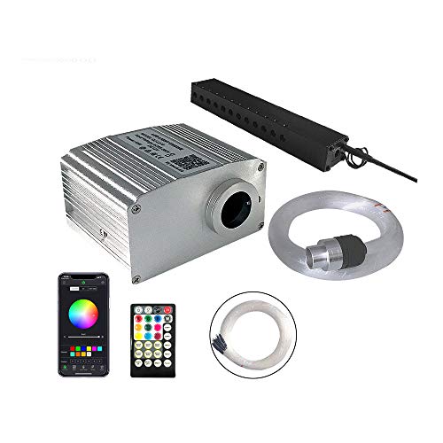 2020 New Upgraded Bluetooth Twinkle Fiber Optic Light Star Ceiling Kit, 10W RGBW APP/Remote Music Mode LED Starlight Headliner for Car and Room, Mixed 450pcs (0.03in+0.04in+0.06in) 9.8ft + Meteor