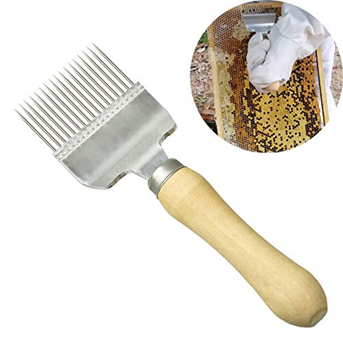 Greyghost Tracffy Straight Needle Stainless Steel Honey Comb Uncapping Fork with Wooden Handle Beekeeping Tool