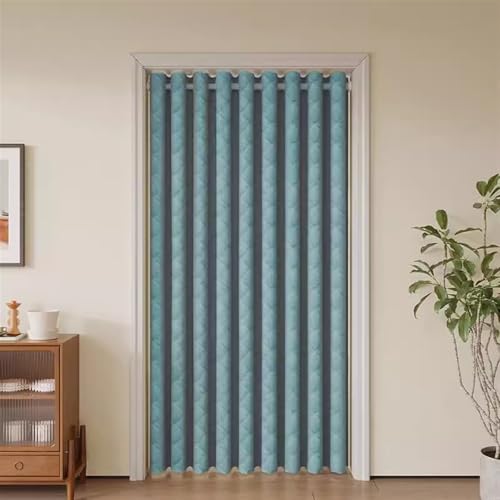 SK Studio Thermal Insulated Door Curtain, Blackout Privacy Temporary Room Dividers Cold Protection Screen Door for Bedroom Doorway, Blue, 47" W x 71" H