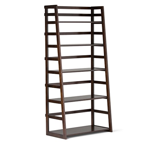 Image of SIMPLIHOME Acadian 30 inch Wide Ladder Bookcase in Brunette Brown (Set of 2)