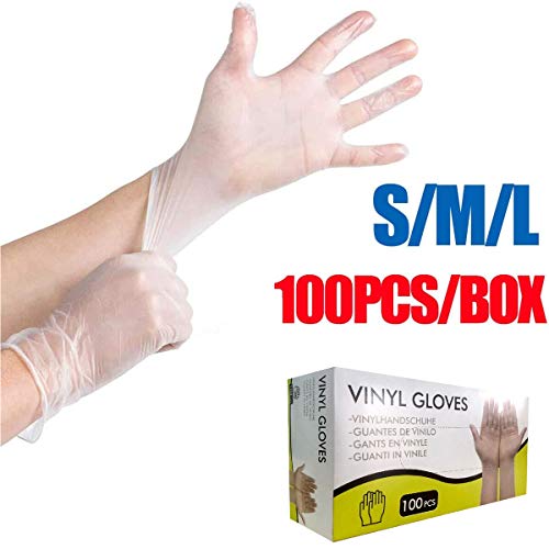 MOHOO 100 Stück Handschuhe PVC-Handschuhe Arbeitsversicherung Industriehandschuhe zum Kochen Küchengrillreinigung (L)