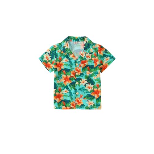 TTCUSTB Toddler Boy Hawaiian style Clothes Gentleman Outfits Short Sleeve Button Down Shirt+Shorts Baby Boy Floral Beach Casual Clothe Kids Summer short set 2-3Y