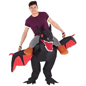 Morph Costumes Disfraz Dragón Adulto Hinchable Negro, Disfraz Halloween Adulto Talla Única