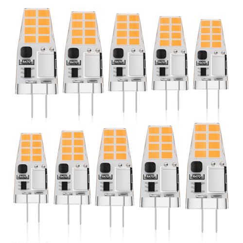 Klighten Lampadine LED G4, 3W Lampadine G4 LED Equivalente 30W Lampada Alogena, Bianco Caldo 2700K 350LM G4 LED Risparmio Protezione Occhi Angolo a fascio 360 ° Non Dimmerabile, 10 pezzi