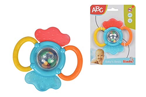 Simba 104013558 - ABC Activity Rassel, Zahnhilfe mit Holographspiegel und Rassel, 12cm, ab 3 Monaten