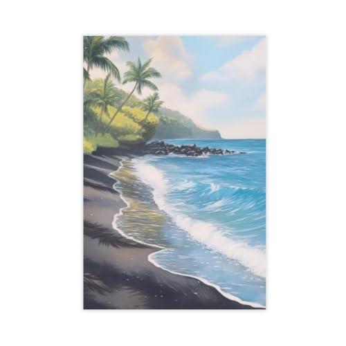 Tableau plage de sable noir paysage côtier Vickers en toile premium