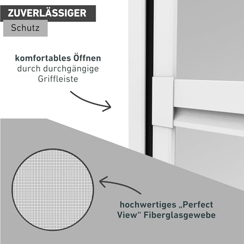 Windhager Pendeltür Insektenschutz, 100x210cm, Weiß, Aluminium, Fiberglas Fliegengitter, bohrfreie Montage, 03240