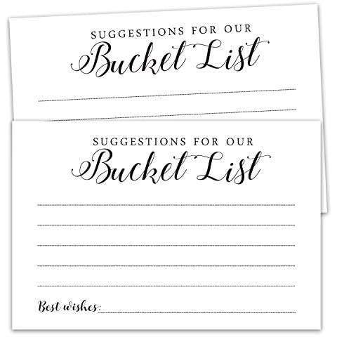 Giftideaworkshop 50 White Bucket List Cards for Birthday, Retirement, Wedding, Anniversary, Graduation, Bridal Shower - 100 Suggestions Cover
