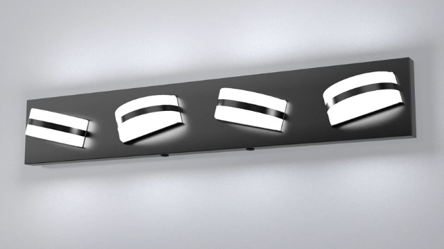 Image of Rotatable LED Bathroom Vanity Light 3-Light 19 inch Black Dimmable ETL | 1550 LM, 15 Min. Quick Install, Acrylic Lampshade, Metal Base, 5000K Temperature, Flicker-Free, CRI85+ Color Rendering