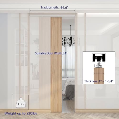 JUBEST 122cm Commercial Grade Pocket Door Hardware and Track Sets, Aluminium Sliding Door Hardware - Image 5