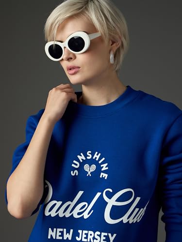 Image of Sassafras Women Padel Club Printed Regular Fit Fleece Sweatshirt