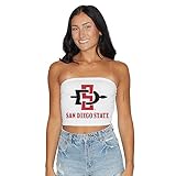 Lojobands Women's Tailgate Outfit College Game Day Tube Top Strapless Top One Size Fits Most (One Size, San Diego State SDSU Aztecs - White)