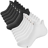 Gogogoal Calcetines tobilleros hombres mujeres calcetín atlético de corte bajo desodorante transpirable calcetín fino calcetín para correr invisible Negro blanco M 6P