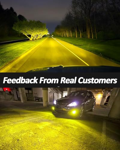 Image of Marsauto H3 Led Bulb Yellow 12,000LM, 600% High Bright H3LL /H3 Fog Lights Led, 3000K Amber Yellow 50000 Hour Lifespan, 1:1 Size H3 Fog Bulb for Car, Tail Light Covers, Pack of 2