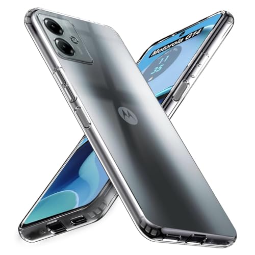 Image of COVERBLACK Soft Rubber Silicone Clear Back Cover for Motorola G14 - Transparent