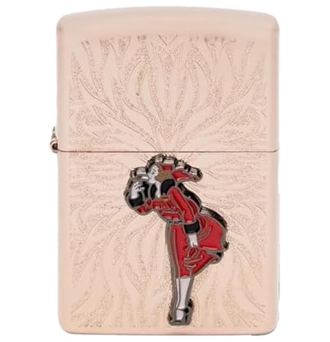 Encendedor Zippo Oil con diseño rosa dorado doble cara