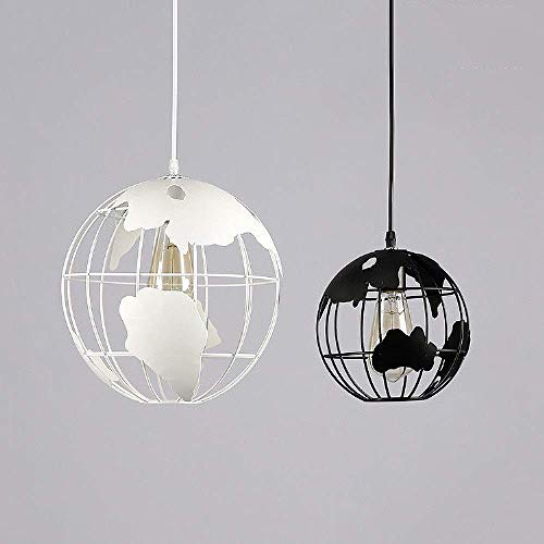 Lustre industriel géométrique en cage de fer ronde noire